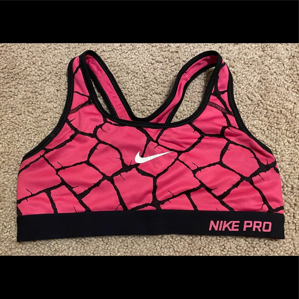 Pink Giraffe Print Nike Sports Bra